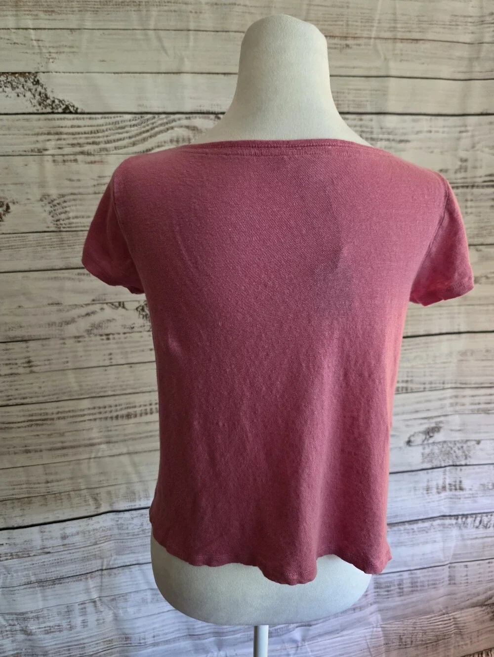 J. Jill 100% Linen Pink Short-Sleeve Tee Everyday Essential Size Exra Small